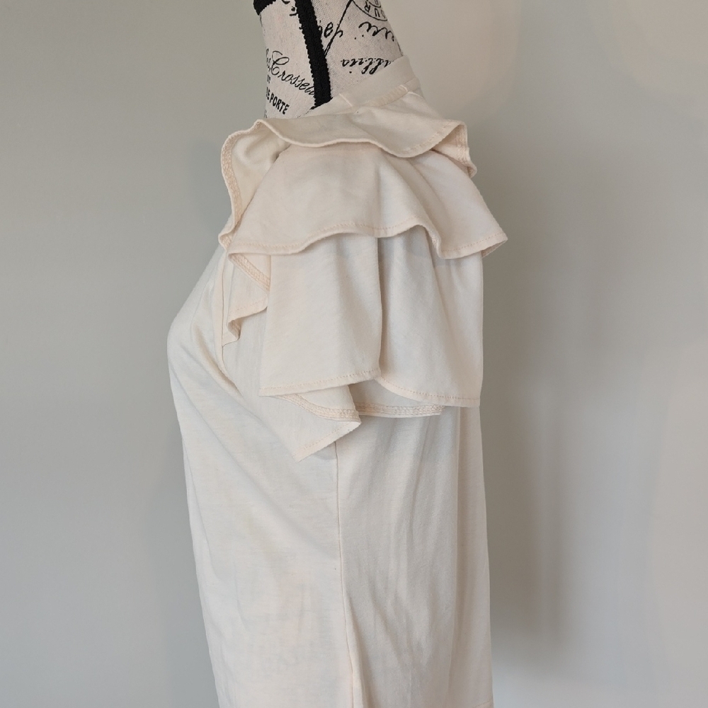 Elegant Cream Ruffle Sleeve Top - Picture 3 of 4
